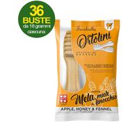 Snack spazzolini per cani Ortolini gusto mela, miele e finocchio 36 mini pack da