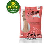 Snack Spazzolini per cani Ortolotti gusto zucca e igname 36 mini pack da 2 pezzi