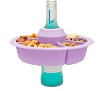Snack Tray Cup Holder with 6 Compartments Silicone Reusable Snack Holder for Use | Food Grade Silicone Design System, Flexible Divided Compartment Structure Feature, Spill Resistant Serving Function,