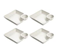 Snack Tray - With Dip Container Heat Resistant Non-Slip | 18.3x4cm Charcuterie Tray Serving Snack Plate | For Party Appetizer Dessert Dumplings Fruit Salad Breakfast Lunch Dinner