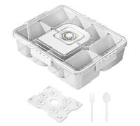 Snack Tray with Lid, Cooling Snack Container, Divided Serving Platter, Reusable 8-Compartment Organizer for Hiking School Party Lunch Students Camping Travel Outdoor and Beach Gatherings