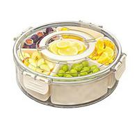 Snackle Box, 360 Rotatable Airtight Storage Platter, Snack Compartment Containers Serving Tray Food, Fruit, Cookie, Nut, Ideal for Home, Freezer, Outdoor Picnic, Camping, Travel, Convenient & Durable