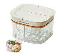 Snackle Box Container - Divided Storage Tray Lid Organizer, Refrigerator Food Sorting Box, Multicompartment Serving Accessory | Vegetable Garlic Nuts Onions Ginger Kitchen Fresh Storage Solution