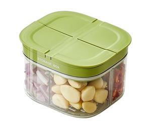 Snackle Box Container - Multi Section Serving Tray Cover, Refrigerator Organizer Box, Multicompartment Food Storage Divider Accessory | Vegetable Garlic Nuts Onions Ginger Kitchen Pantry Fresh Keeping