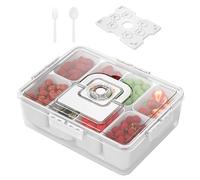 Snackle Box, Food Organizer, Travel Snack Container, Built-In Ice Pack, Reusable Sectioned Tray, School Picnic Travel Use, 32x25x9.4cm/12.6x9.84x3.7 Inches, 1600g Clear 1 Piece