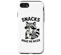 Snacks Make Me Nicer Cute Raccoon Divertente Foodie Mangiare Chef Custodia per iPhone SE (2020) / 7 / 8