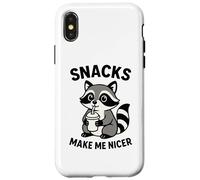 Snacks Make Me Nicer Cute Raccoon Divertente Foodie Mangiare Chef Custodia per iPhone X/XS