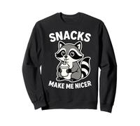 Snacks Make Me Nicer Cute Raccoon Divertente Foodie Mangiare Chef Felpa