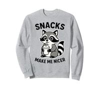 Snacks Make Me Nicer Cute Raccoon Divertente Foodie Mangiare Chef Felpa