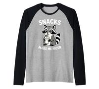 Snacks Make Me Nicer Cute Raccoon Divertente Foodie Mangiare Chef Maglia con Maniche Raglan