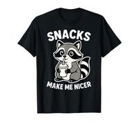 Snacks Make Me Nicer Cute Raccoon Divertente Foodie Mangiare Chef Maglietta