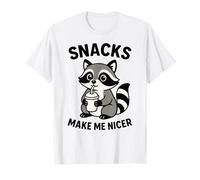 Snacks Make Me Nicer Cute Raccoon Divertente Foodie Mangiare Chef Maglietta