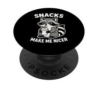 Snacks Make Me Nicer Cute Raccoon Divertente Foodie Mangiare Chef PopSockets PopGrip Adesivo