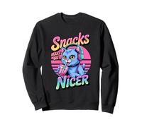Snacks Make Me Nicer Funny 80s 90s Groovy Cat Meme Animal Felpa