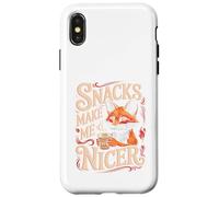 Snacks Make Me Nicer Funny Fox Meme Animal Custodia per iPhone X/XS