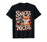 Snacks Make Me Nicer Funny Fox Meme Animal Maglietta