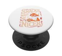 Snacks Make Me Nicer Funny Fox Meme Animal PopSockets PopGrip Adesivo