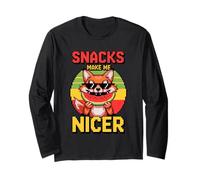 Snacks Make Me Nicer Funny Fox Pixel Meme Animal Gamer Maglia a Manica