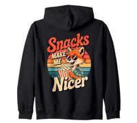 Snacks Make Me Nicer Funny Fox Popcorn Meme Animal Felpa con Cappuccio