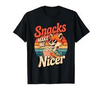 Snacks Make Me Nicer Funny Fox Popcorn Meme Animal Maglietta