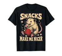 Snacks Make Me Nicer Funny Opossum Snack Lover Maglietta