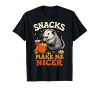 Snacks Make Me Nicer Funny Opossum Snack Lover Maglietta
