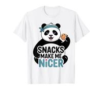 Snacks Make Me Nicer Funny Panda Cookies Meme Animal Maglietta