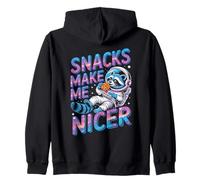 Snacks Make Me Nicer Funny Raccoon Cookies Space Meme Animal Felpa con Cappuccio