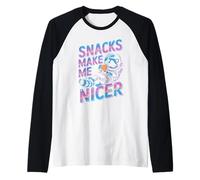 Snacks Make Me Nicer Funny Raccoon Cookies Space Meme Animal Maglia con Maniche Raglan