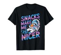 Snacks Make Me Nicer Funny Raccoon Cookies Space Meme Animal Maglietta