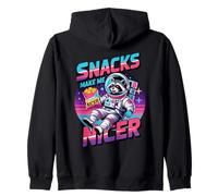 Snacks Make Me Nicer Funny Raccoon Space Meme Animal Felpa con Cappuccio