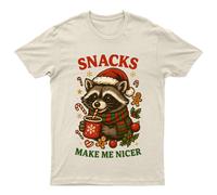 Snacks Make Me Nicer T-Shirt Unisex Regalo Retrò Stagionale Divertente...