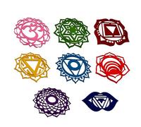 Snadi - Set di chakra di guarigione + simbolo OM (8 pezzi) Snadi | Decorazione, terapia energetica, fai da te, sottobicchieri, colori vivaci | Simbologia spirituale | Feltro rigido da 3 mm e 10 cm di