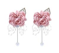 Snadulor 2 pezzi Boutonniere da uomo per matrimoni, sposa, damigella d'onore, sposo e testimone, per matrimoni, cene formali e feste, rosa