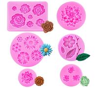 SNAGAROG 6 Pezzi Stampi in Silicone Fondente Torta Muffa del Fiore delle Rose Forma di Fiore Fondente Fondente Torta Stampi Decorativo per Zucchero Caramelle Cioccolato Dolci