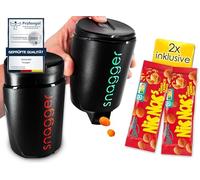 snagger,Il distributore di snack // mani pulite per snack // adatto per arachidi, NicNacs, UVM // regalo per giocatori, snack, regali per giocatori, dispenser Nicnac, confezione doppia di colore nero