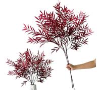 SNAIL GARDEN 2 Mazzi di Rami di Olive Artificiali Autunnali Rosso Intenso - Steli Lunghi 105cm, Piante Finte Autunno per Vasi, Decorazioni Autunno per Ringraziamento, Halloween, Centrotavola, Casa