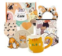 SNAIL GARDEN Box Regalo a Tema Gatto per Donna - Set Regalo da 10 Pezzi per Amanti dei Gatti con Tazza, Portamonete, Calzini, Portachiavi & Accessori per Compleanno e Occasioni Speciali