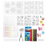 SNAIL GARDEN Kit di fogli di plastica termorestringenti da 263 pezzi, con motivo a farfalle e neve, carta termoretraibile con kit portachiavi, perforatore, matite colorate, ornamenti creativi per