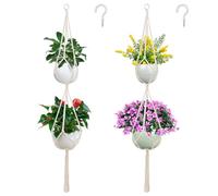 SNAIL GARDEN Set di 2 ganci per piante in macramè, con nappa, per interni ed esterni, realizzati a mano, in corda di cotone, con 2 ganci, per decorazione domestica bohémien