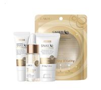 Snail Mucin Essentials Set cura della pelle, siero di lumaca dorata, crema occhi di lumaca al ginseng, crema all'essenza di lumaca 3 in 1, migliora l'elasticità della pelle danneggiata