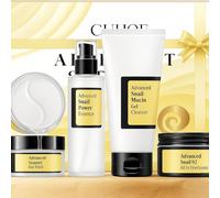 Snail Mucin Gel Cleanser+Snail 96 Mucin Siero Viso 100ml+Snail 92 All in One Cream+Snail Mucin Maschera per Gli Occhi 60 pezzi, Snail Mucin Power Essence, Lenisce la Pelle Disidrata