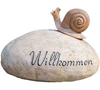 Snail On Rock Garden Statue, Welcome Sign Snail Garden Sculpture Resin Animal Outdoor Statue for Patio Yard Lawn Ornaments