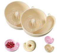 Snail Shape Drain Basket, Rotating Fruit Vegetable Washing Bowl with Strainer, Automatic Spin Drain Basket for Berries, Portable Kitchen Cleaning Device for Camping, Cooking (Beige*2)