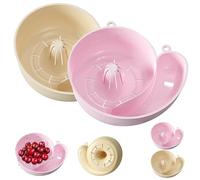 Snail Shape Drain Basket, Rotating Fruit Vegetable Washing Bowl with Strainer, Automatic Spin Drain Basket for Berries, Portable Kitchen Cleaning Device for Camping, Cooking (Pink+Beige)