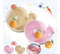 Snail Shape Drainer Portable Vegetable Washer, Snail Shape Drainer, Snail Drain Basket,Rotating Fruit Vegetable Washing Bowl with Strainer, Portable Kitchen Cleaning Device (Milky White+Pink)