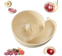 Snail Shaped Fruit Washer, Cute Snail-Shaped Automatic Drain Basket, Berry Washer Spinner Bowls, Portable Drainer Fruits Washing Basin for Home Kitchen Meal Prep (White)