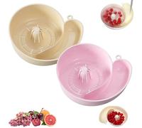 Snail Shaped Fruit Washer, Cute Snail-Shaped Automatic Drain Basket, Berry Washer Spinner Bowls, Portable Drainer Fruits Washing Basin for Home Kitchen Meal Prep (White+Pink)