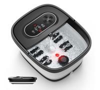 Snailax Pediluvio Con Calore - 14 Livelli di Riscaldamento, Rulli Shiatsu, Bolle, Luce Rossa, Timer - Elettrico 35℃-48℃, Massaggiatore per Piedi Pieghevole