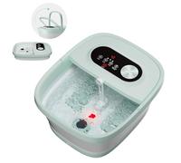 Snailax Pediluvio pieghevole con massaggio e riscaldamento, pediluvio con 14 livelli di riscaldamento, rulli shiatsu, bolle, luce rossa, timer, pedana elettrica 35 ℃-48 ℃, massaggiatore per piedi